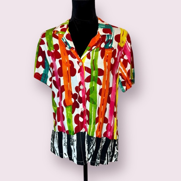 Jams World Tops - Jams World Valerian Print Button Up Top Multicolor Size Small